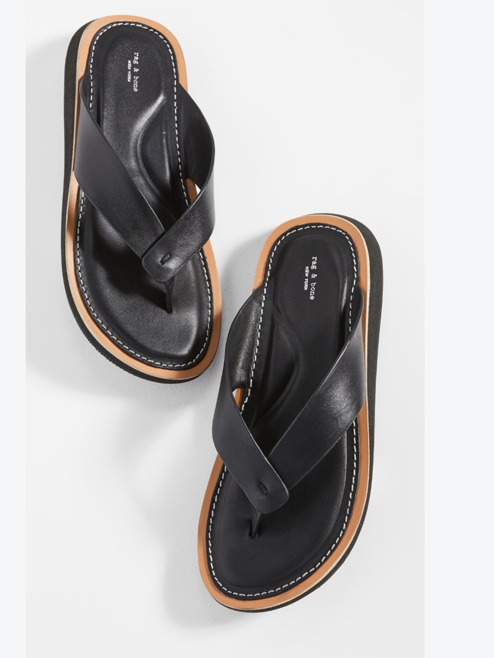 Rag and Bone Minimalist Parker Thong Leather Sandal Black